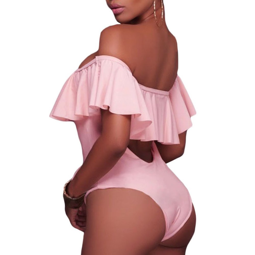 Summer Clearance:Off the Shoulder Ruffle One Piece - Picture 2 of 3